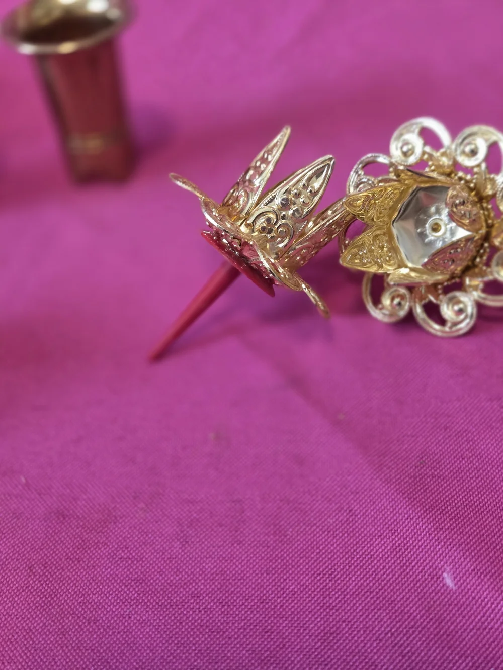 Gold Floral Candle Holders / Decorative Candle Stakes